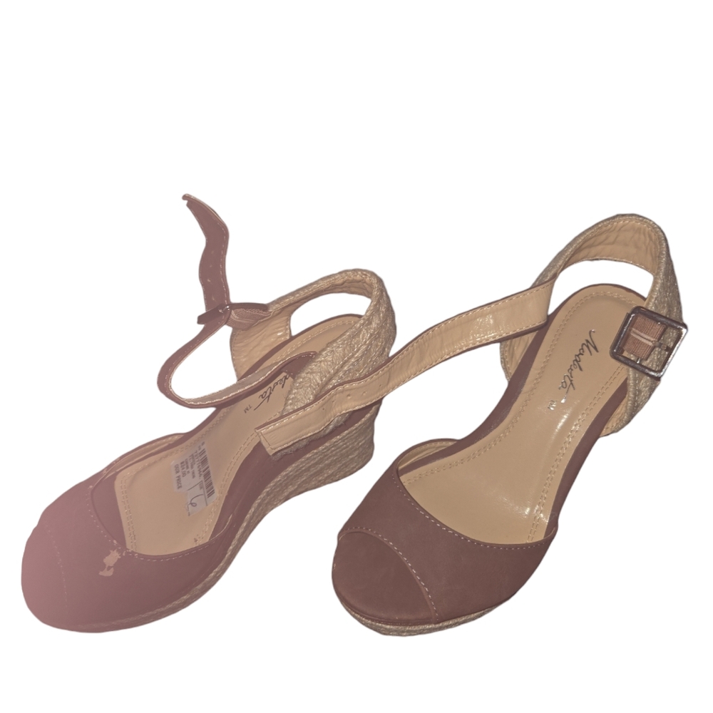 Modesta brown wedge sandals
